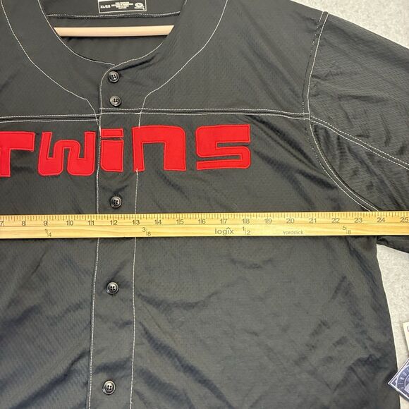 Minnesota Twins Jersey Mens XL Black Red Button Front MLB True Fan NWT - Picture 4 of 7